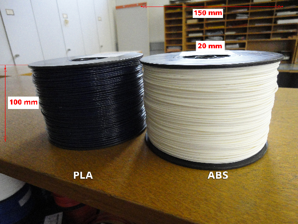 PLA and ABS monofilaments in 1.75 mm and in 3.00 mm diameter for 3D printers in natural and in colors