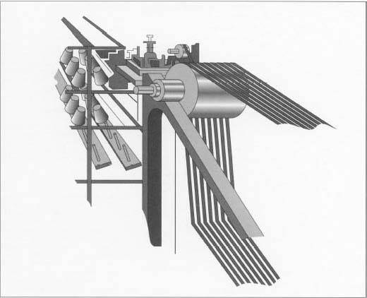 After the particular thread for ribbon has been spun, dyed, and treated, it is rolled on bobbins. The bobbins are placed on a ribbon loom that consists of a series of miniature looms, each with its own shuttle and warp sized to produce the desired width of ribbon. The woven product emerges on rollers that carry it forward for further processing such as adding glues, stiffeners, or fabric treatments. A winder then places the ribbon on spools for packaging and sale.