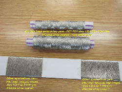 Brightness comparison of plasma silver coated PET yarns - one qualtity for multiple head embroidery and one for other applications.