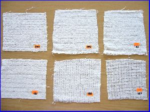 fabric samples which contain handspun natural nettle yarns