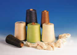 yarns on bobbins of soybean protein fibers for textile applications