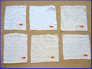 fabric samples which contain handspun natural nettle yarns